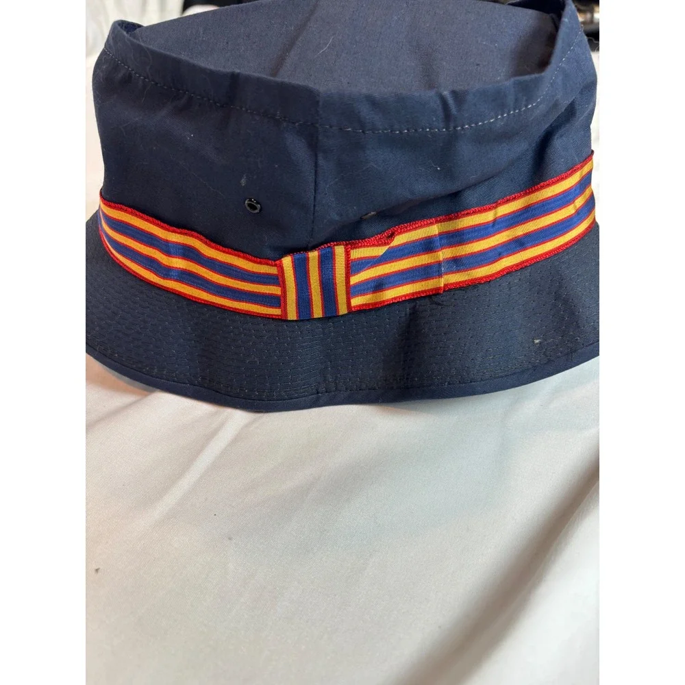 Vintage E-Z-ROL Navy Blue Crushable Bucket Hat Striped Band Size 7 1/8